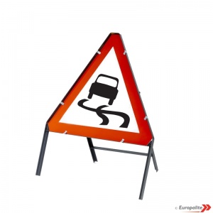 Slippery Road - Metal Sign Face With Frame & Clips